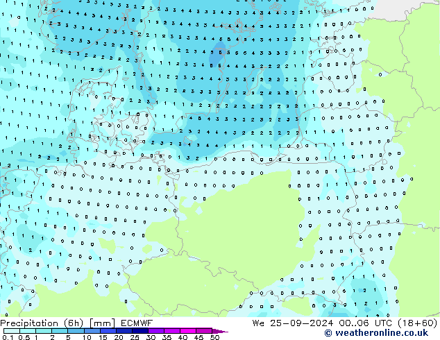 opad (6h) ECMWF śro. 25.09.2024 06 UTC