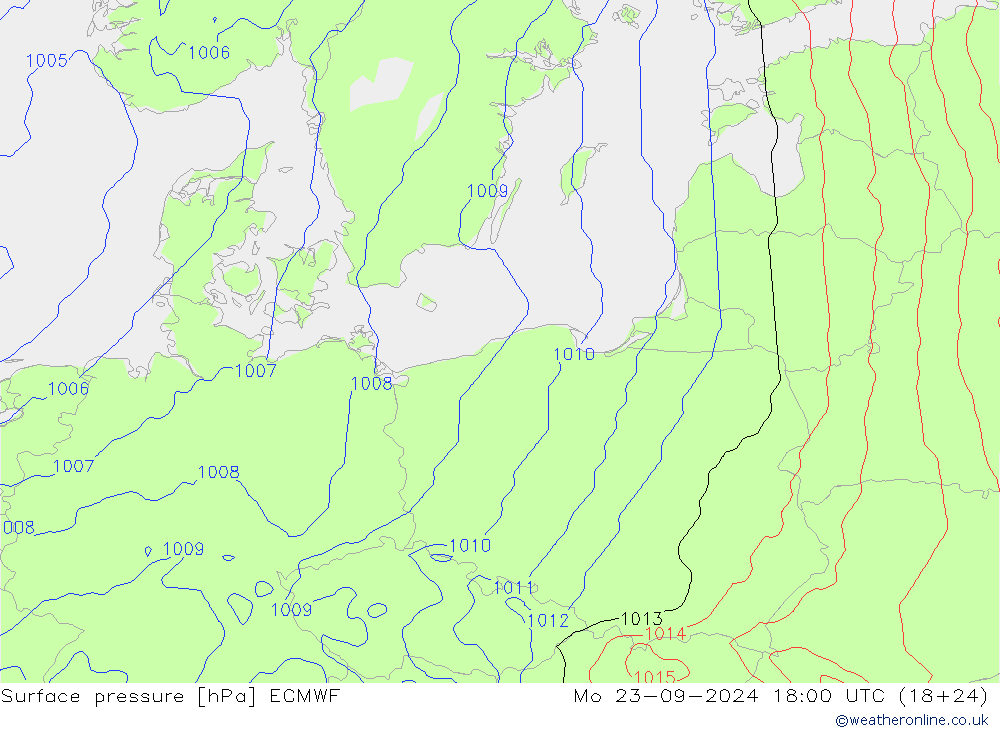 Surface pressure ECMWF Mo 23.09.2024 18 UTC