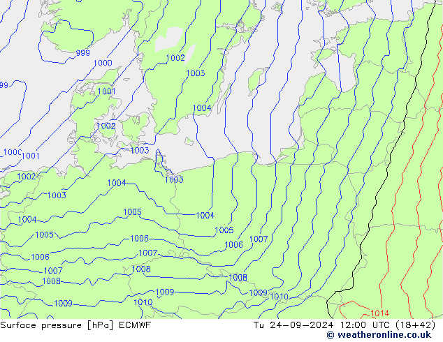 Pressione al suolo ECMWF mar 24.09.2024 12 UTC