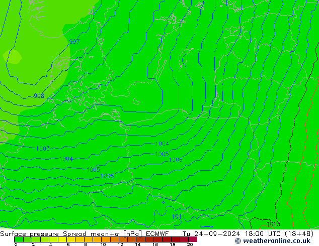 Bodendruck Spread ECMWF Di 24.09.2024 18 UTC