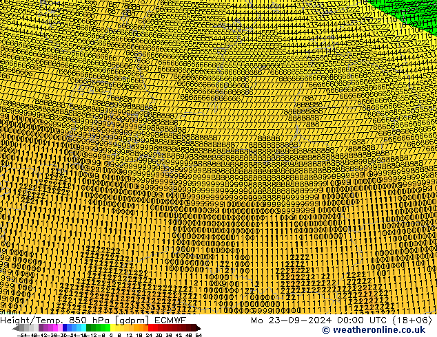 Height/Temp. 850 hPa ECMWF lun 23.09.2024 00 UTC