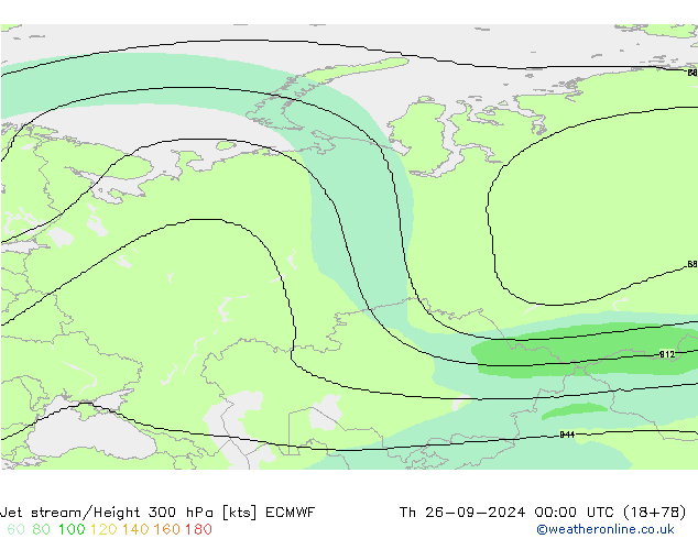 Jet stream/Height 300 hPa ECMWF Th 26.09.2024 00 UTC