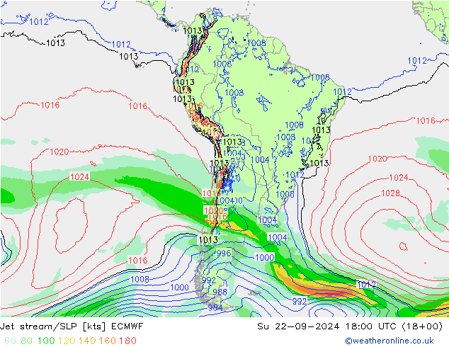 Corriente en chorro ECMWF dom 22.09.2024 18 UTC