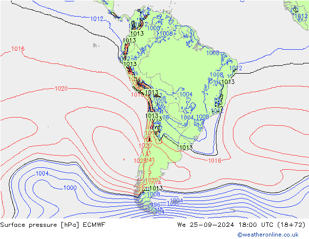 Luchtdruk (Grond) ECMWF wo 25.09.2024 18 UTC