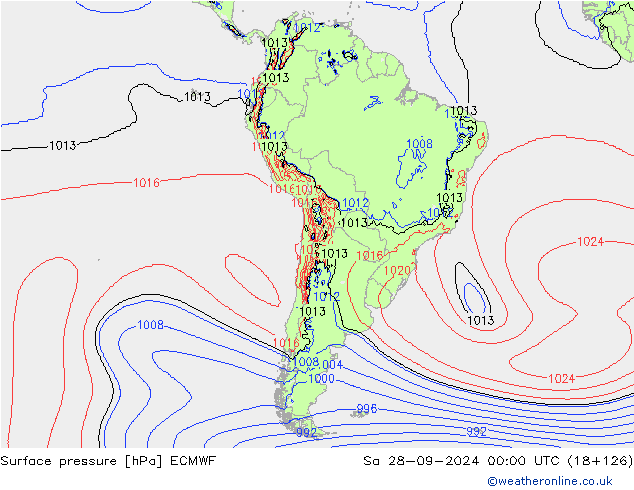 Surface pressure ECMWF Sa 28.09.2024 00 UTC