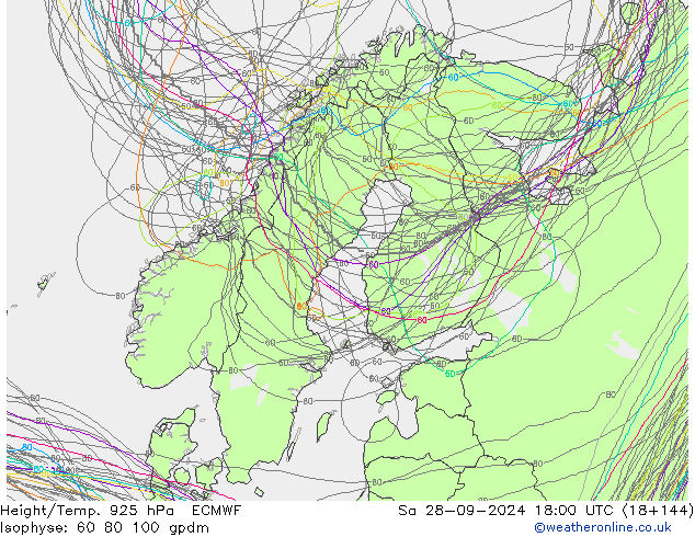 Height/Temp. 925 hPa ECMWF Sa 28.09.2024 18 UTC