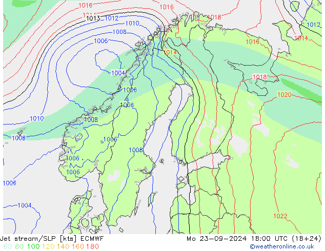 Corrente a getto ECMWF lun 23.09.2024 18 UTC