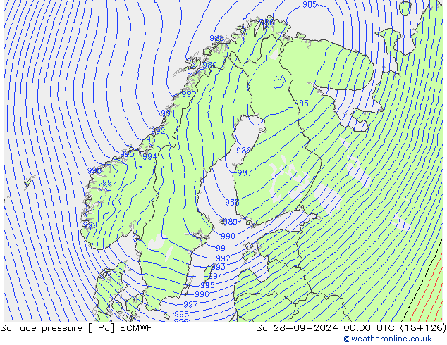 ciśnienie ECMWF so. 28.09.2024 00 UTC