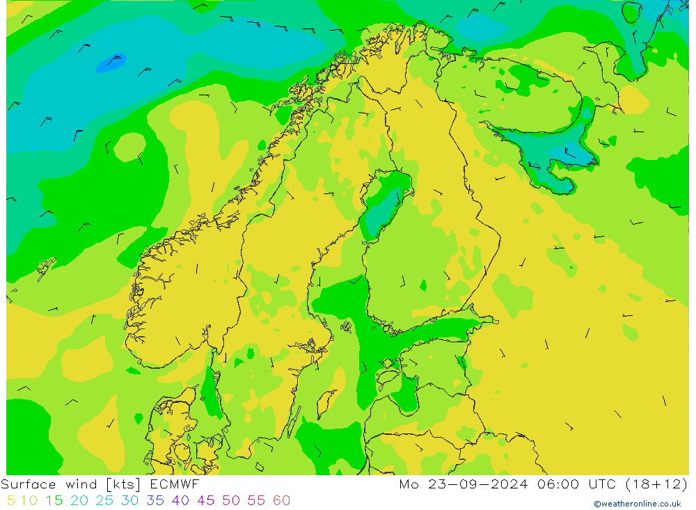 Vento 10 m ECMWF lun 23.09.2024 06 UTC