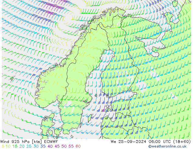 Rüzgar 925 hPa ECMWF Çar 25.09.2024 06 UTC