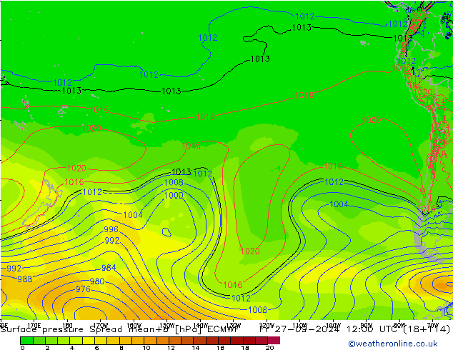 приземное давление Spread ECMWF пт 27.09.2024 12 UTC