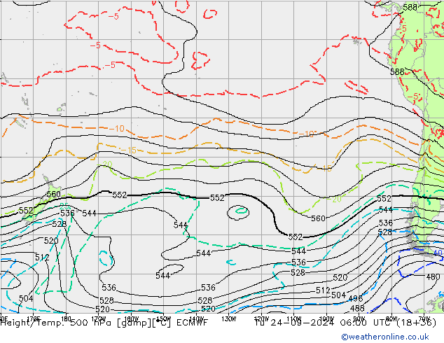 Height/Temp. 500 hPa ECMWF Tu 24.09.2024 06 UTC