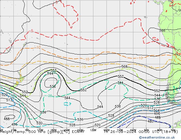 Height/Temp. 500 hPa ECMWF Qui 26.09.2024 00 UTC