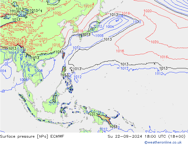 Pressione al suolo ECMWF dom 22.09.2024 18 UTC