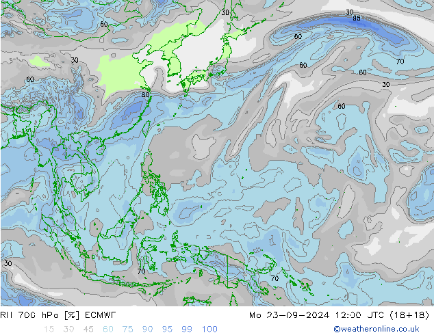 RH 700 hPa ECMWF  23.09.2024 12 UTC