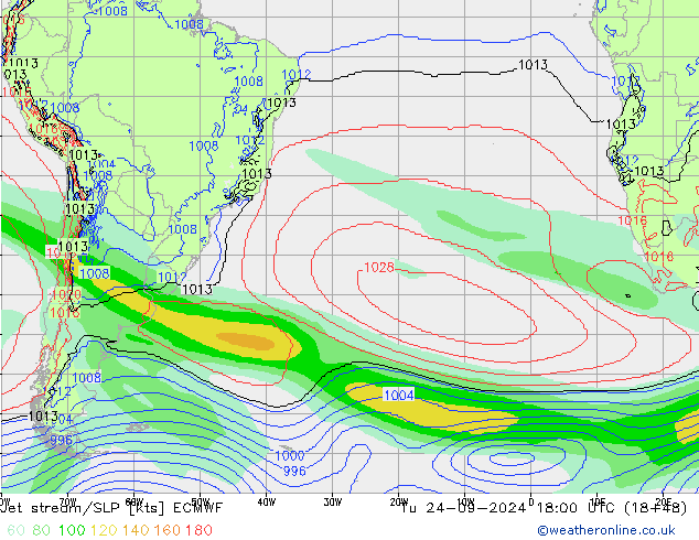 Jet stream/SLP ECMWF Tu 24.09.2024 18 UTC