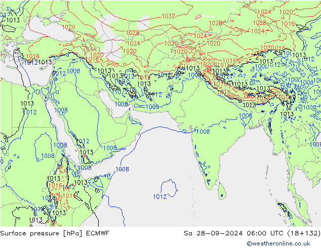 Pressione al suolo ECMWF sab 28.09.2024 06 UTC