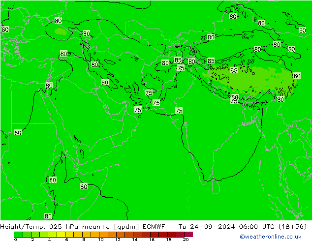 Height/Temp. 925 hPa ECMWF Tu 24.09.2024 06 UTC