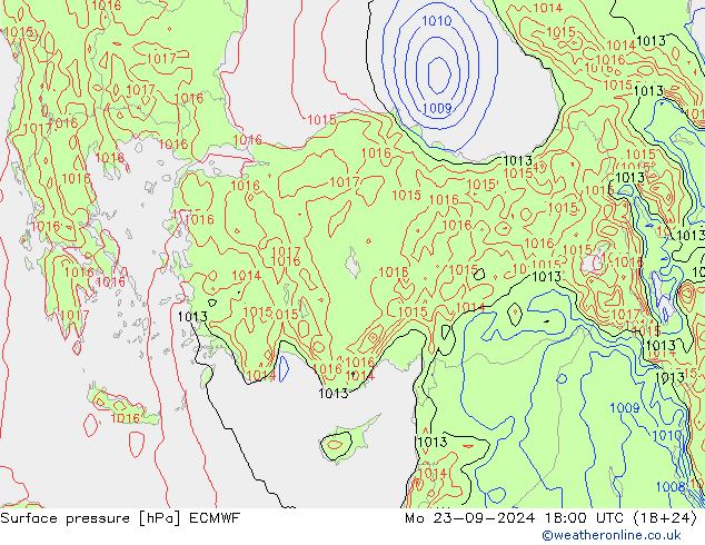 приземное давление ECMWF пн 23.09.2024 18 UTC