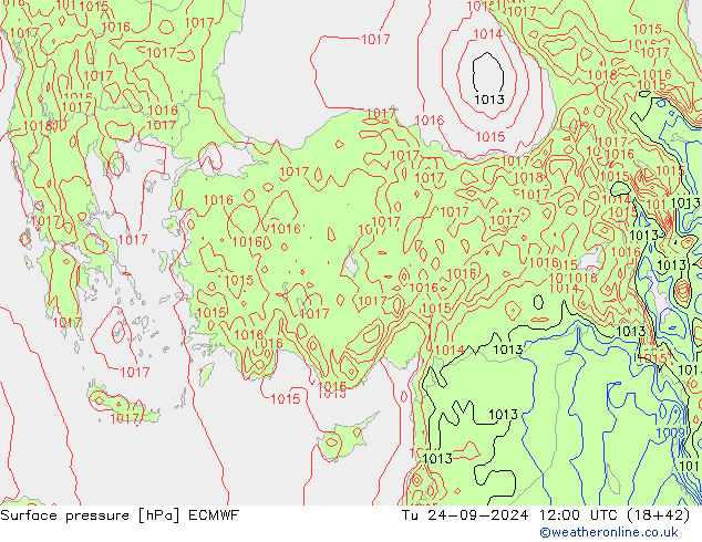 приземное давление ECMWF вт 24.09.2024 12 UTC