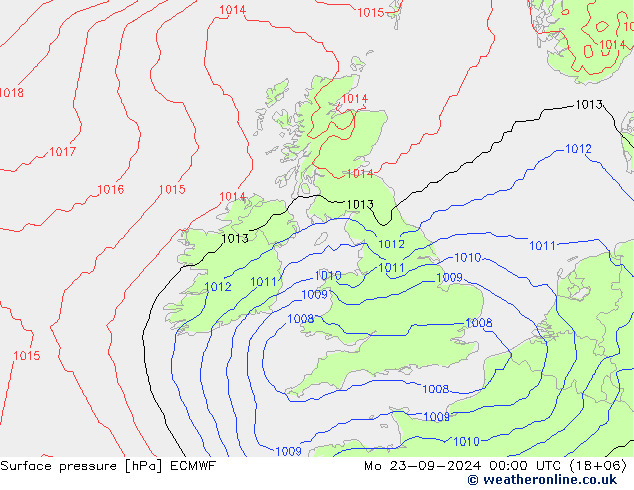 Luchtdruk (Grond) ECMWF ma 23.09.2024 00 UTC