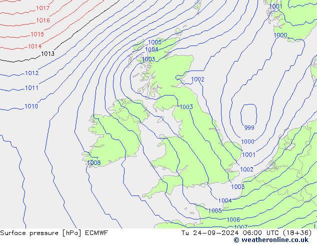 Yer basıncı ECMWF Sa 24.09.2024 06 UTC