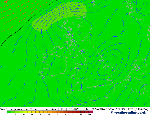 ciśnienie Spread ECMWF pon. 23.09.2024 18 UTC