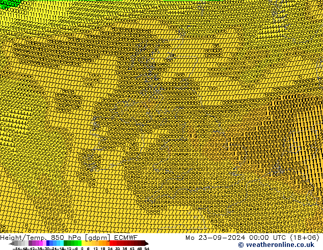 Height/Temp. 850 hPa ECMWF Po 23.09.2024 00 UTC