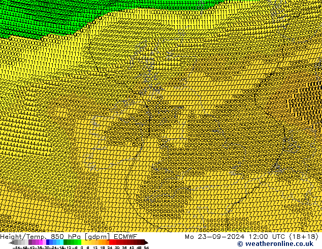 Height/Temp. 850 гПа ECMWF пн 23.09.2024 12 UTC