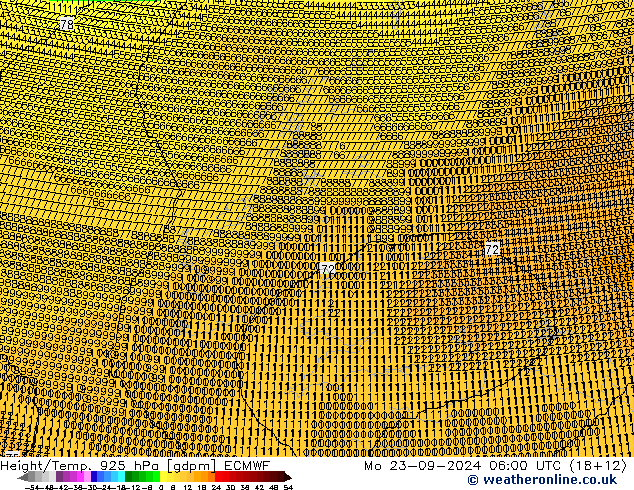 Height/Temp. 925 hPa ECMWF Po 23.09.2024 06 UTC