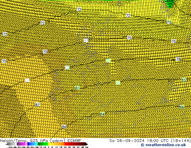 Height/Temp. 925 hPa ECMWF Sa 28.09.2024 18 UTC