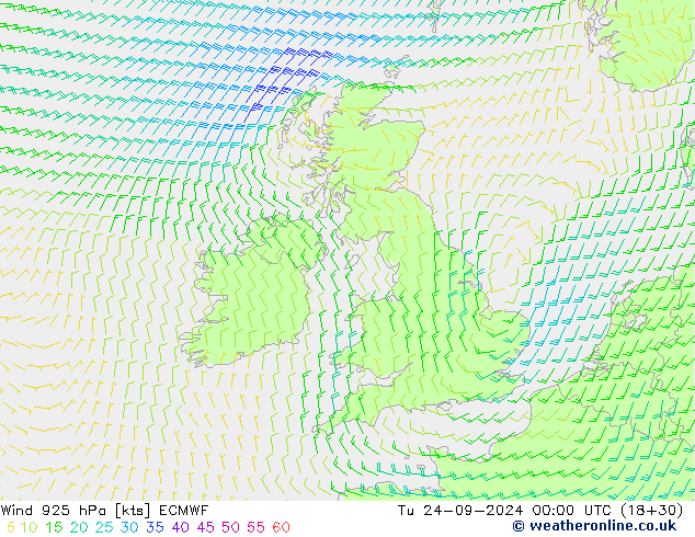 Vent 925 hPa ECMWF mar 24.09.2024 00 UTC