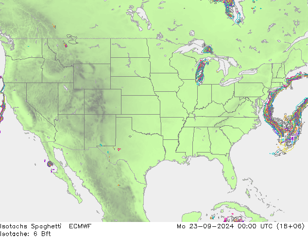 Isotachs Spaghetti ECMWF Mo 23.09.2024 00 UTC