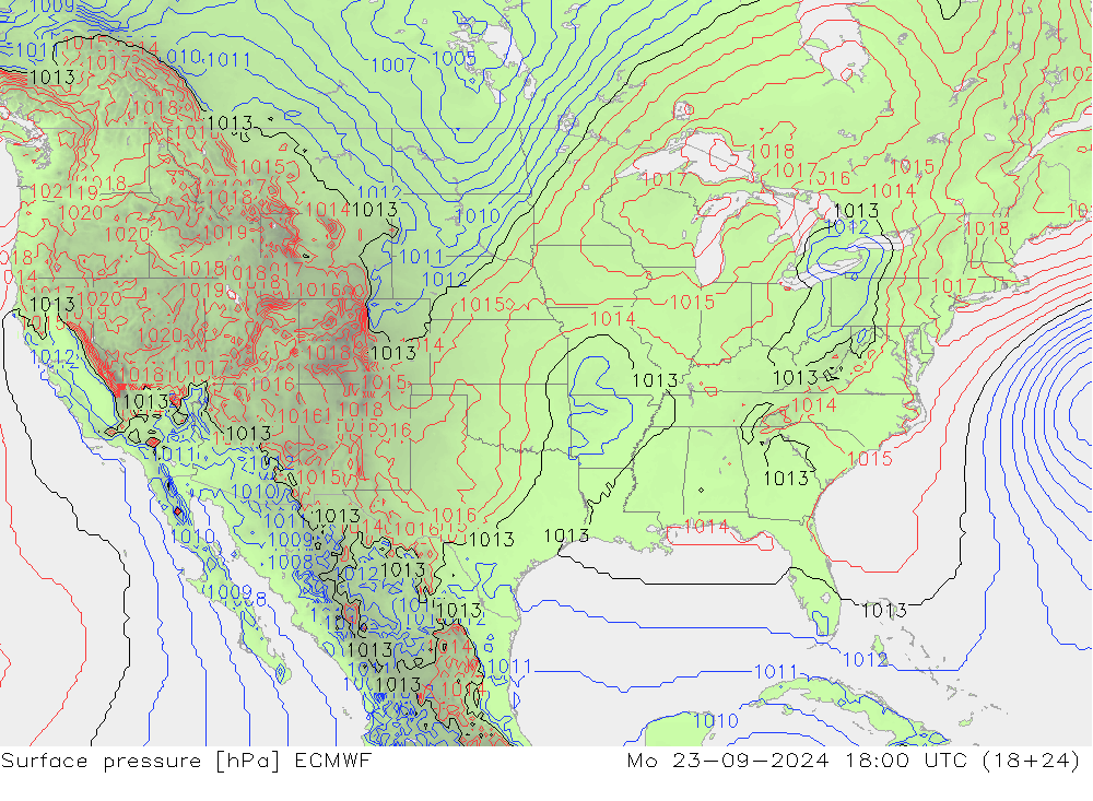 Bodendruck ECMWF Mo 23.09.2024 18 UTC