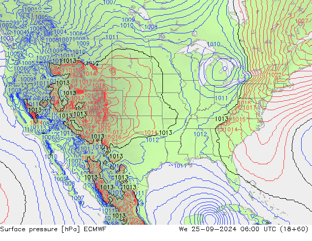 Pressione al suolo ECMWF mer 25.09.2024 06 UTC