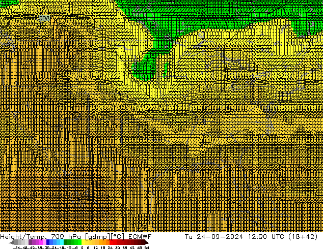 Height/Temp. 700 hPa ECMWF  24.09.2024 12 UTC