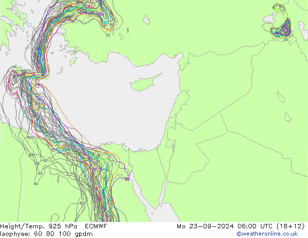 Height/Temp. 925 hPa ECMWF Mo 23.09.2024 06 UTC