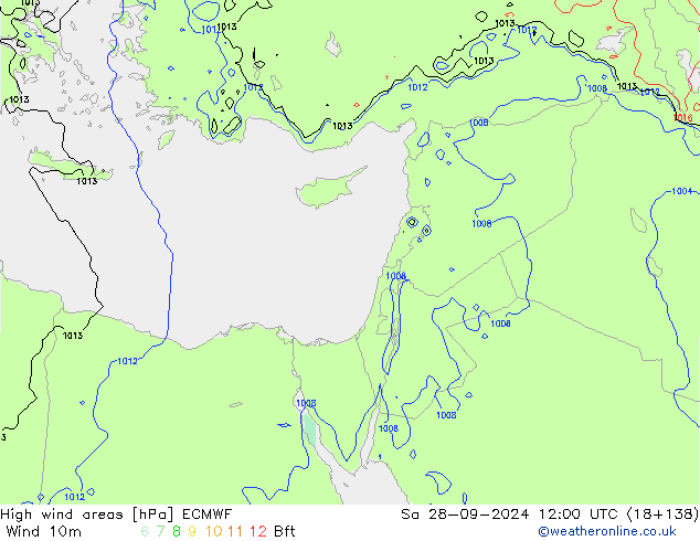 High wind areas ECMWF сб 28.09.2024 12 UTC