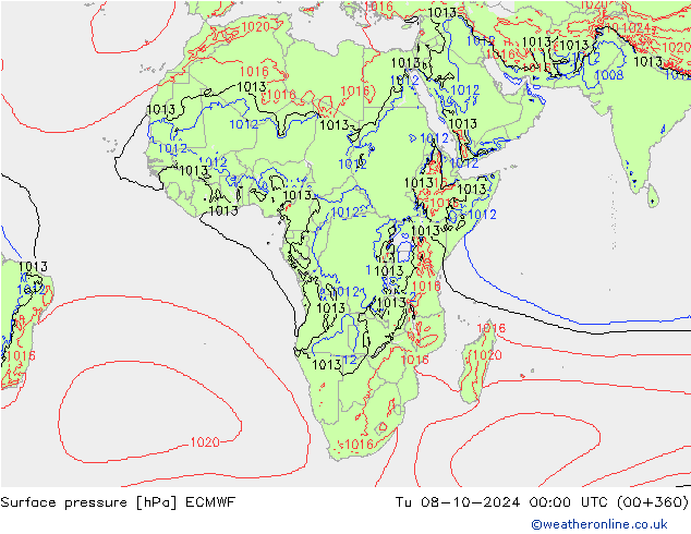 ciśnienie ECMWF wto. 08.10.2024 00 UTC