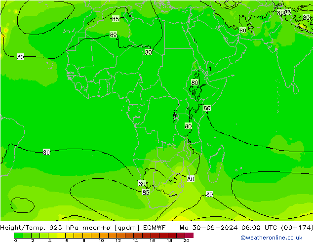 Height/Temp. 925 hPa ECMWF Mo 30.09.2024 06 UTC