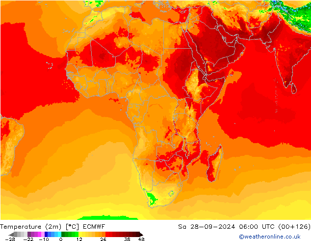 Temperatura (2m) ECMWF sab 28.09.2024 06 UTC