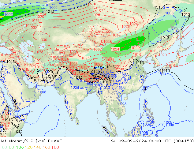 Jet stream ECMWF Dom 29.09.2024 06 UTC