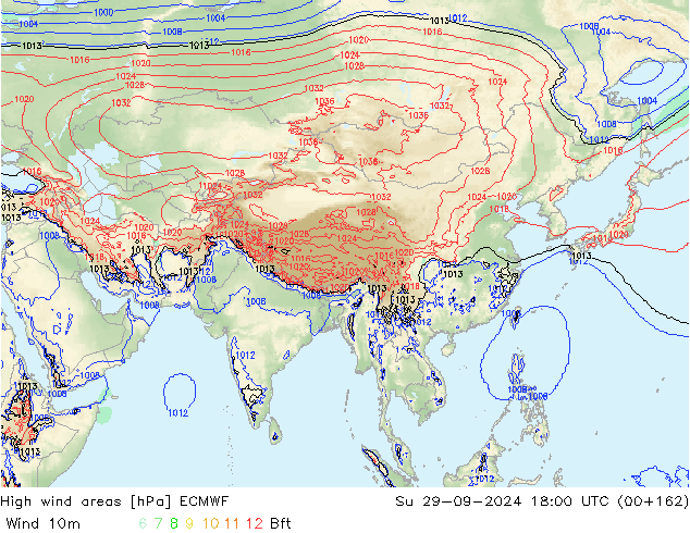 High wind areas ECMWF dom 29.09.2024 18 UTC