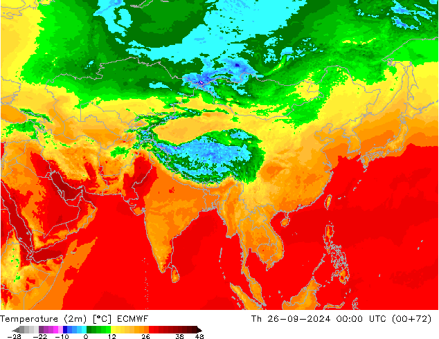 température (2m) ECMWF jeu 26.09.2024 00 UTC