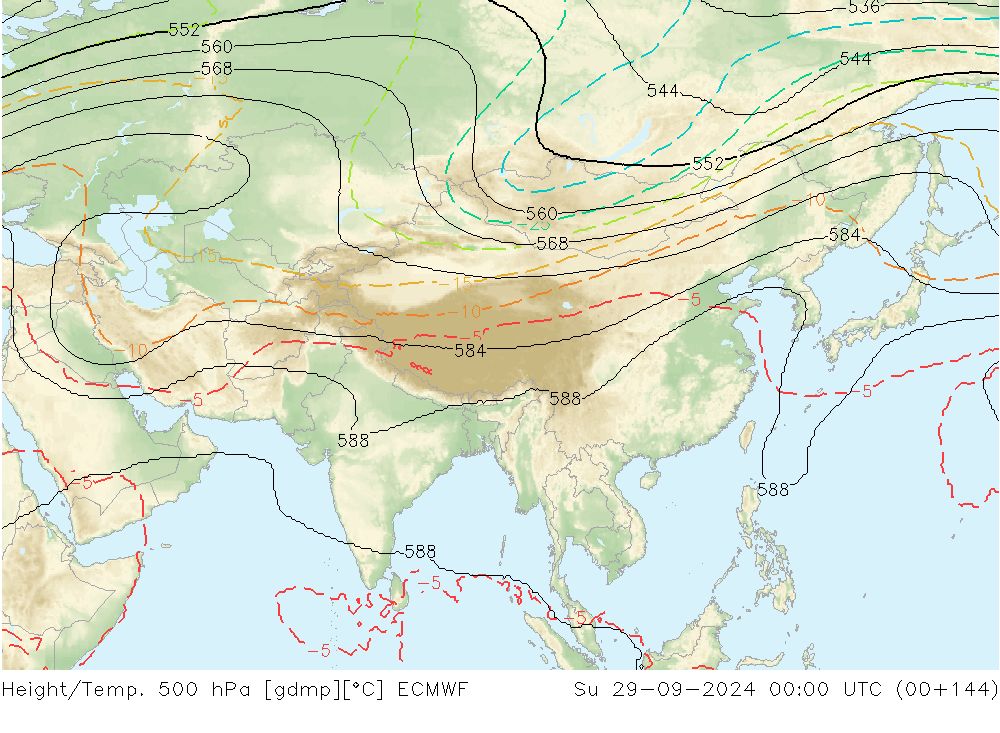 Height/Temp. 500 hPa ECMWF Su 29.09.2024 00 UTC