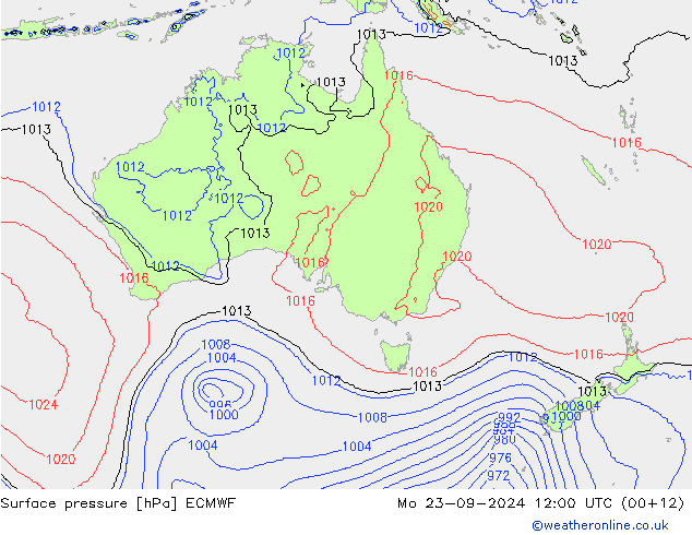 Pressione al suolo ECMWF lun 23.09.2024 12 UTC