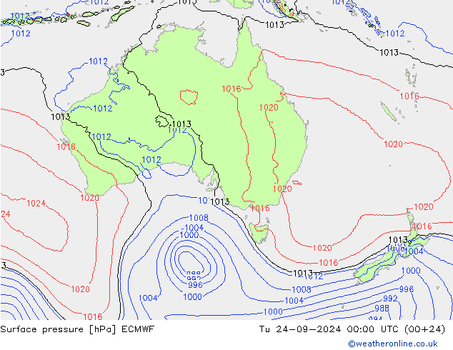 Yer basıncı ECMWF Sa 24.09.2024 00 UTC