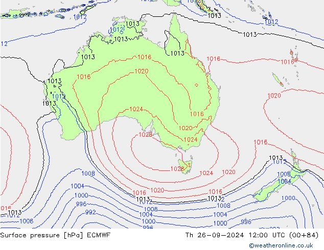 Yer basıncı ECMWF Per 26.09.2024 12 UTC