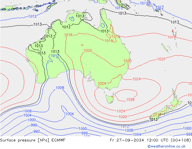 Surface pressure ECMWF Fr 27.09.2024 12 UTC