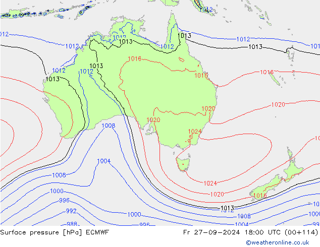 Luchtdruk (Grond) ECMWF vr 27.09.2024 18 UTC